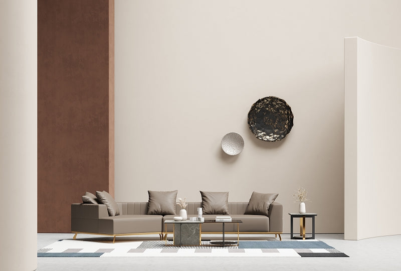 Brushed Gold Sueded High-Tech Fabric Four-Seater Curved Sofa