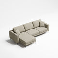 Velvet Three-Seater Sofa with Right-Side Lounger
