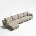 Velvet Sofa Set with Right-Side Lounger and Black Steel Accents