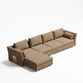 Brushed Gold Velvet One- and Three-Seater Sofa Set with Lounger
