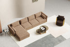 Brushed Gold Velvet One- and Three-Seater Sofa Set with Lounger