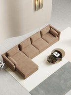 Brushed Gold Velvet One- and Three-Seater Sofa Set with Lounger