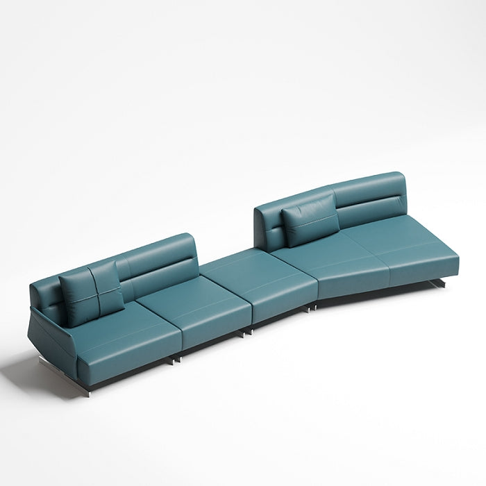 Champagne Gold Velvet Three-Seater Sofa Set with Lounger and Ottoman
