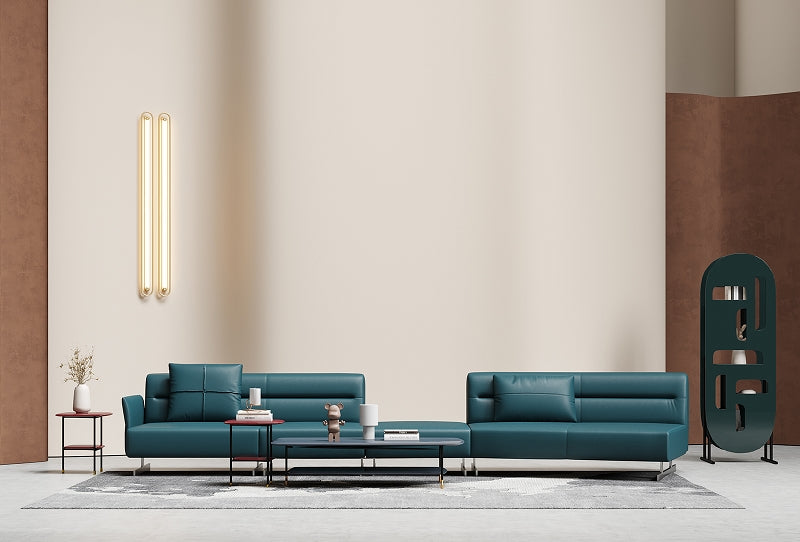 Champagne Gold Velvet Three-Seater Sofa Set with Lounger and Ottoman