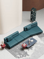 Champagne Gold Velvet Three-Seater Sofa Set with Lounger and Ottoman