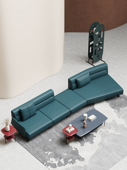 Champagne Gold Velvet Three-Seater Sofa Set with Lounger and Ottoman