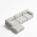 Fleeced Fabric Three-Seater Sofa With Ottoman