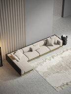 Brushed Gold Velvet Four-Seater Sofa With Sectional Sofa