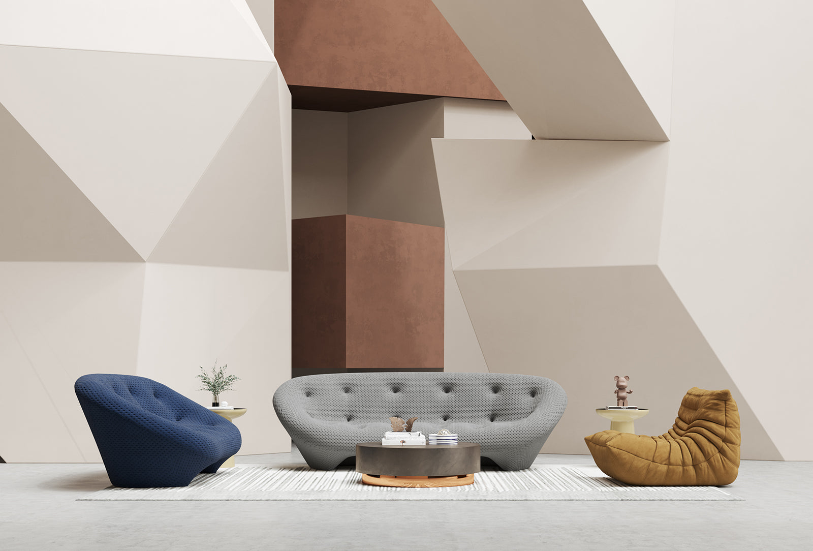 Mid-Century Modern Three-Piece Living Room Set