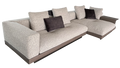 Three-Seater Sofa with Lounger and Saddle-Leather Accents