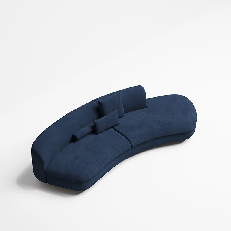 White-Leg Velvet Three-Seater Sofa With Lounger