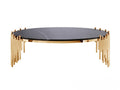 Vinca Marble Coffee Table with Brushed Bronze Base