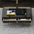 High-Gloss Coffee Table with Stainless Steel Hardware