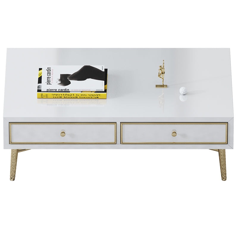 High-Gloss Coffee Table with Stainless Steel Accents