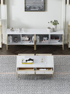 High-Gloss Coffee Table with Stainless Steel Accents