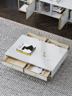 High-Gloss Coffee Table with Stainless Steel Accents