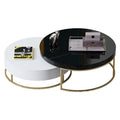 High-Gloss Coffee Table with Stainless Steel Accents