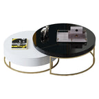 High-Gloss Coffee Table with Stainless Steel Accents