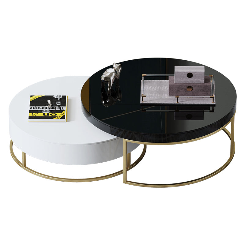 High-Gloss Coffee Table with Stainless Steel Accents