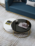 High-Gloss Coffee Table with Stainless Steel Accents