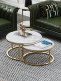Slim Marble Coffee Table with Plated Steel Details