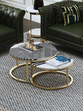 Modern Gold Finish Stainless Steel Coffee Table with Marble Top
