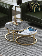 Modern Gold Finish Stainless Steel Coffee Table with Marble Top