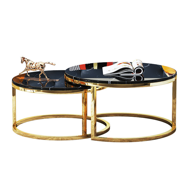 Marble Coffee Table with Stainless Steel Accents