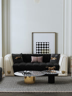 Compact Marble Coffee Table with Plated Steel Details