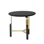 Black Veneer End Table with Brushed Gold Stainless Steel Base