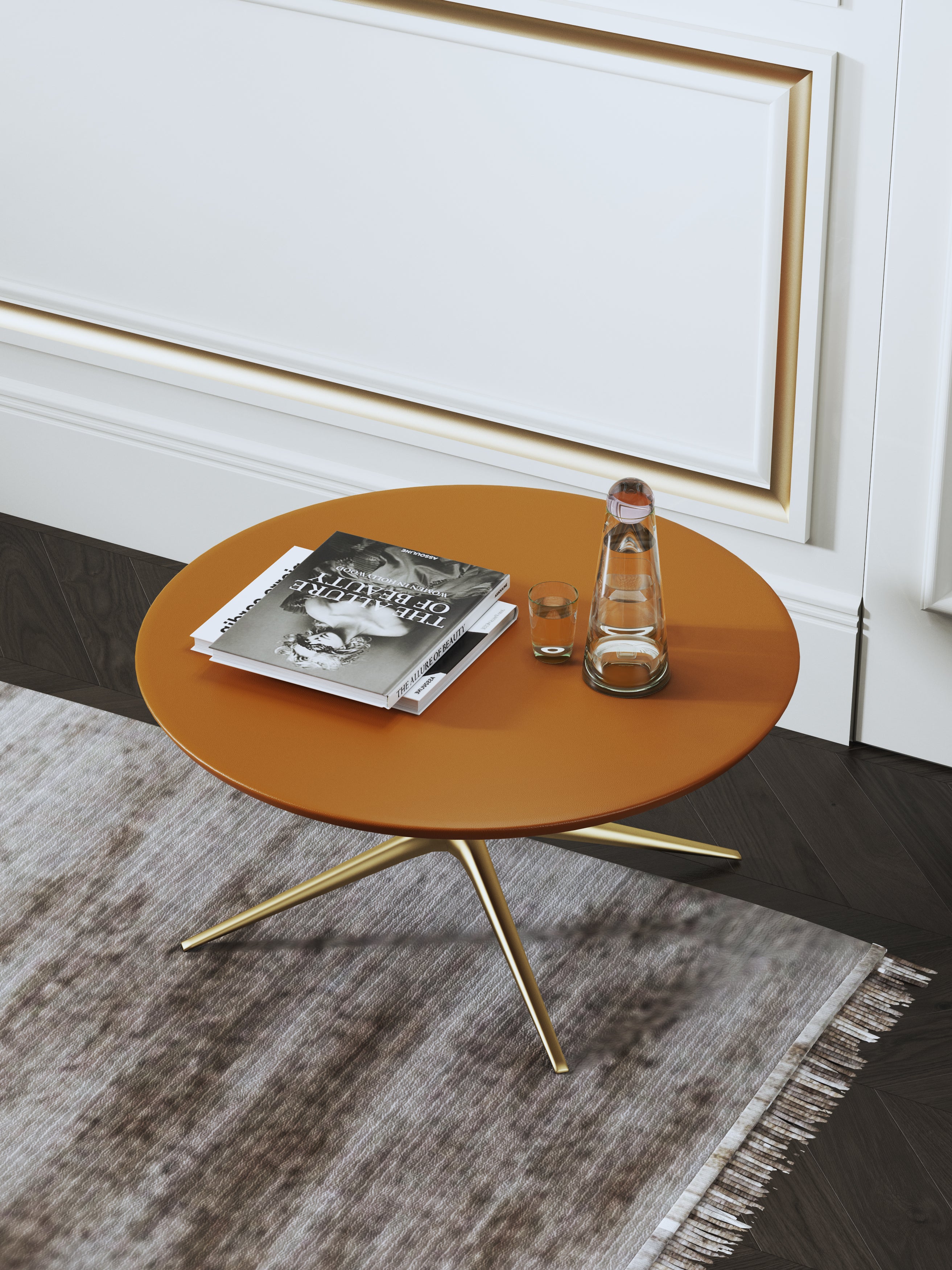 End Table with Stainless Steel Accents