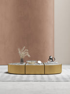 Modular Three-Piece Marble-Pattern Coffee Table Set - view 2