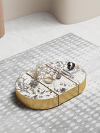 Modular Three-Piece Marble-Pattern Coffee Table Set - view 3