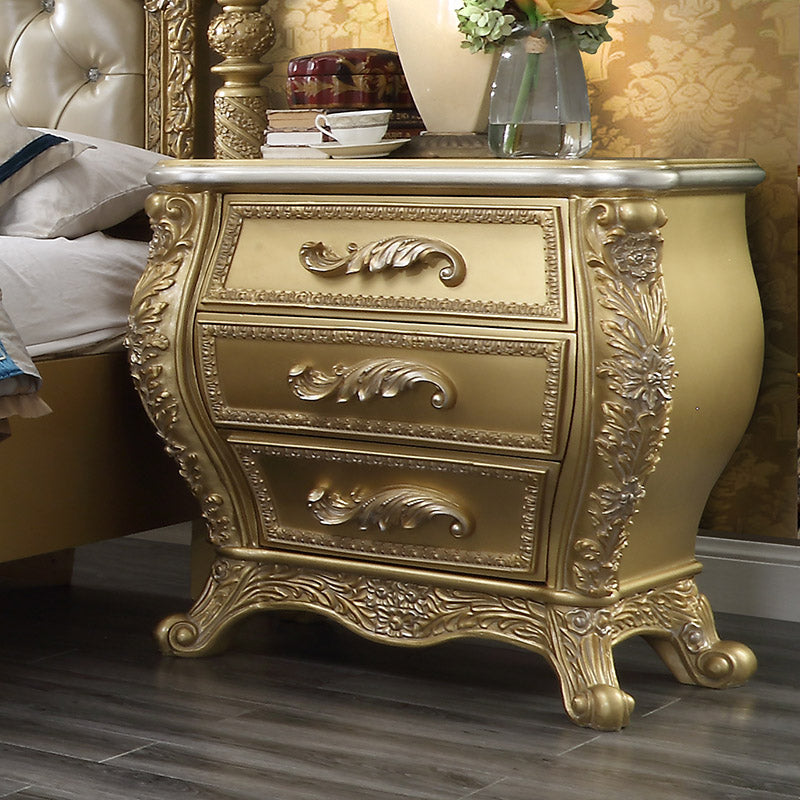 Metallic Antique Gold Wood/Composite NIGHTSTAND