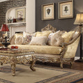 Metallic Bright Gold Fabric and Solid Wood SOFA