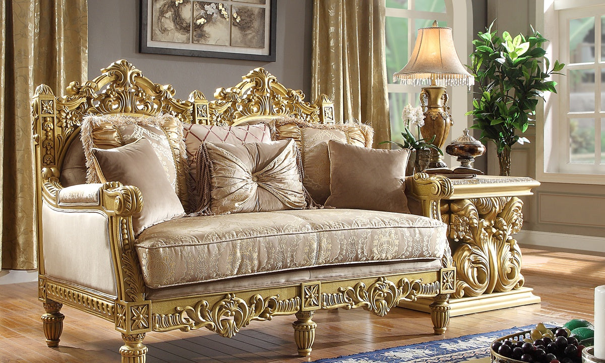 Metallic Bright Gold Fabric and Solid Wood LOVE
