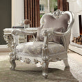 Metallic Silver Fabric Tall-Profile with Wood Frame Arm Chair