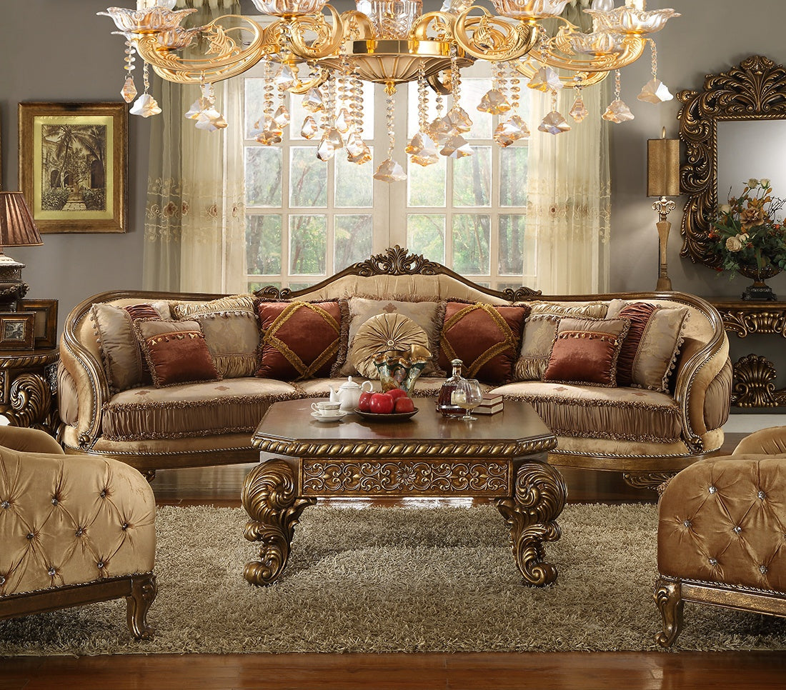 Van Dyke Brown Fabric and Solid Wood SECTIONAL