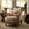 Perfect Brown and Antique Gold Fabric Arm Chair