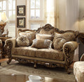 Perfect Brown and Antique Gold Fabric Loveseat