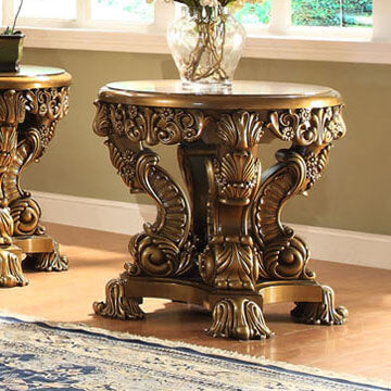 Metallic Gold Wood End Table