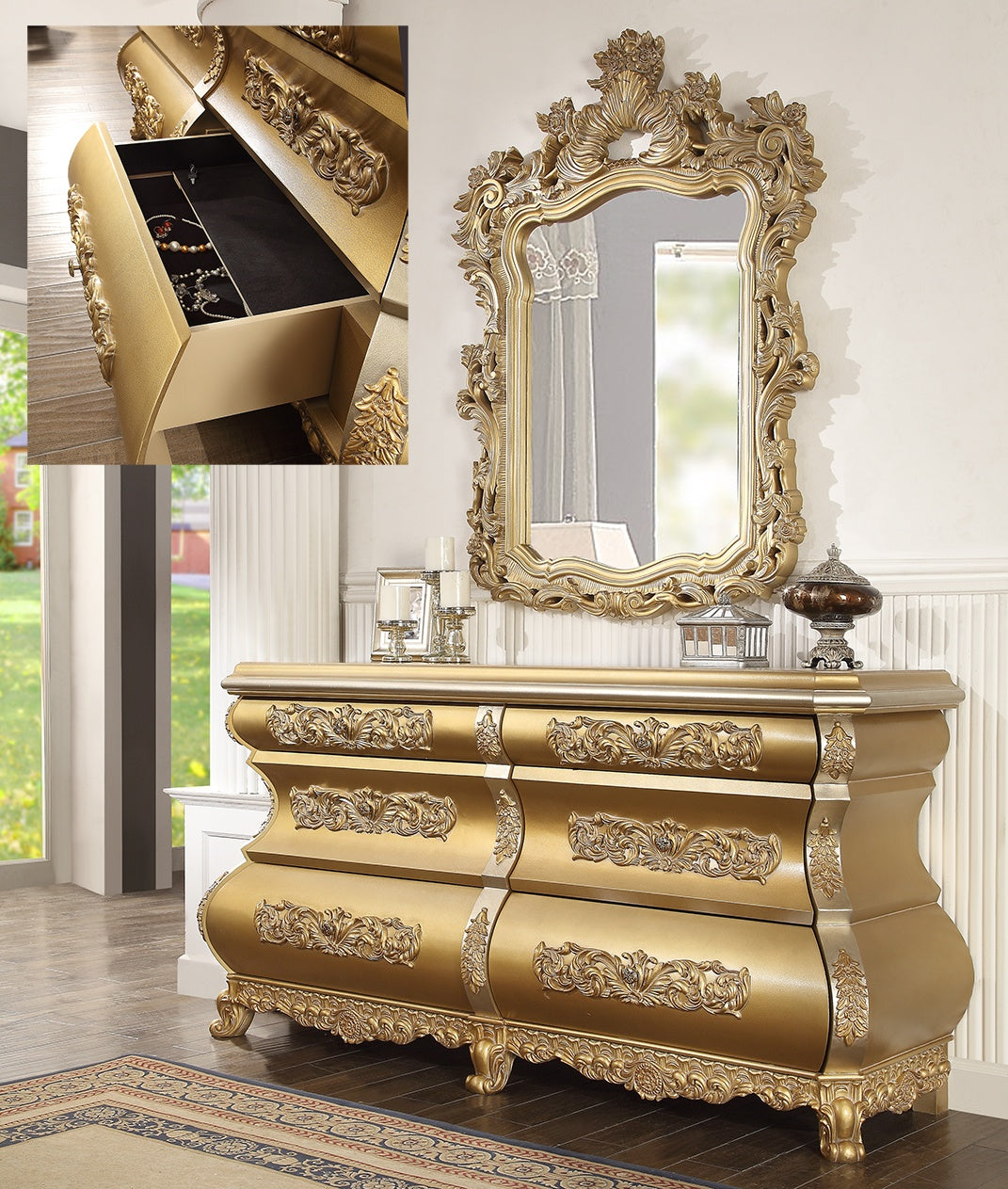 Metallic Gold Bedroom Dresser