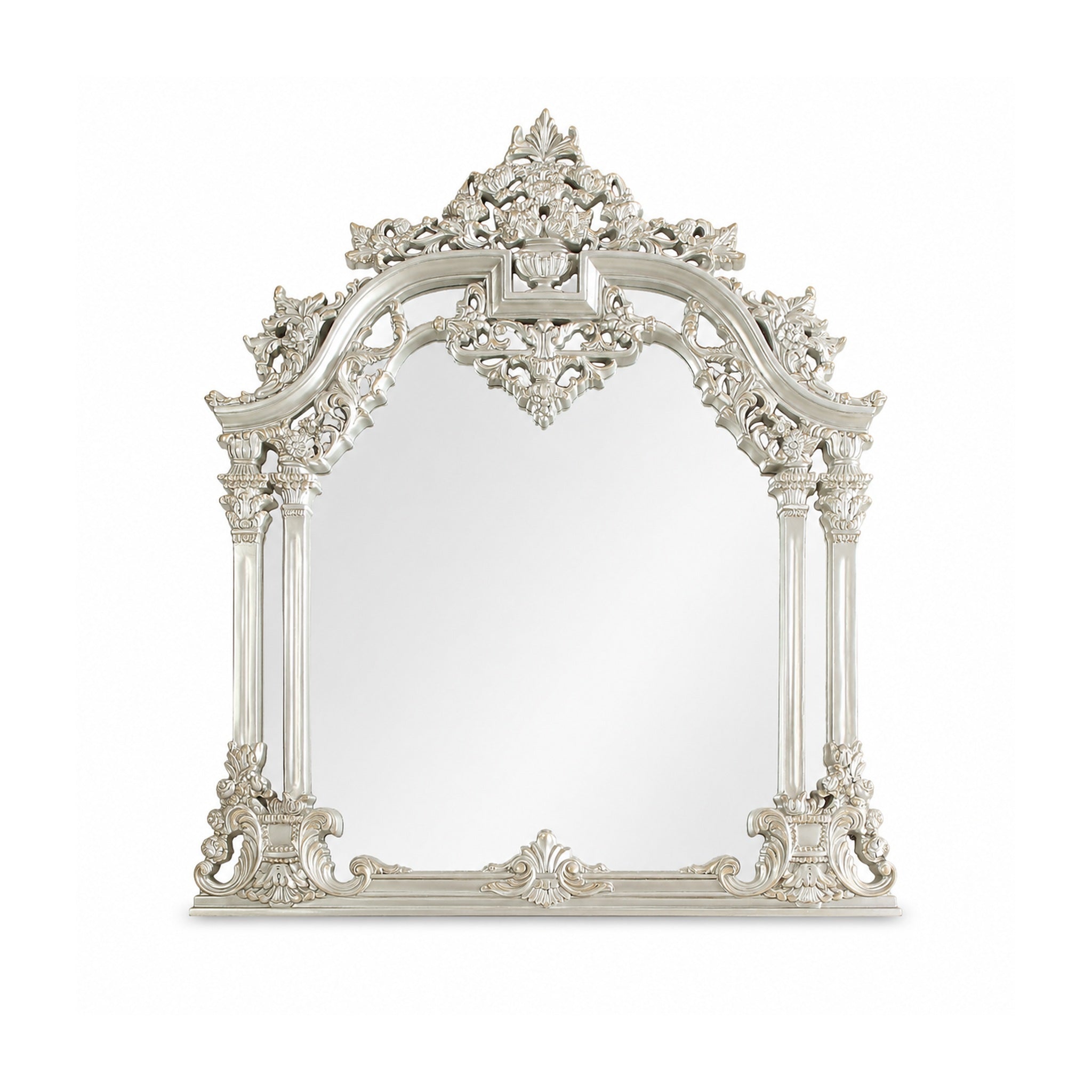 Traditional Wall Mirror with Ornate Carved Frame