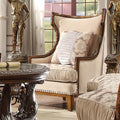 Dark Oak Classic European Fabric Arm Chair