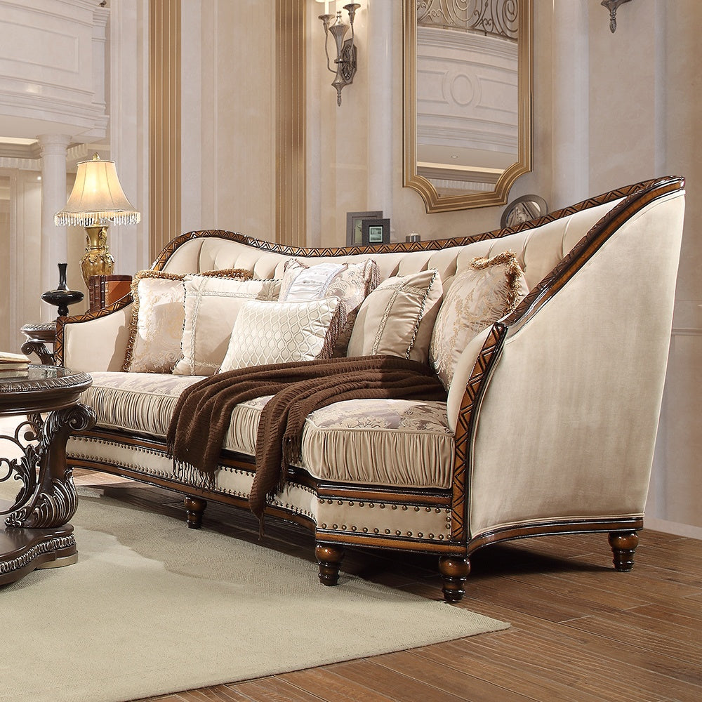 Dark Oak Classic European Fabric Sofa