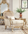 Metallic Antique Gold w/ Fabric and Solid Wood Chair