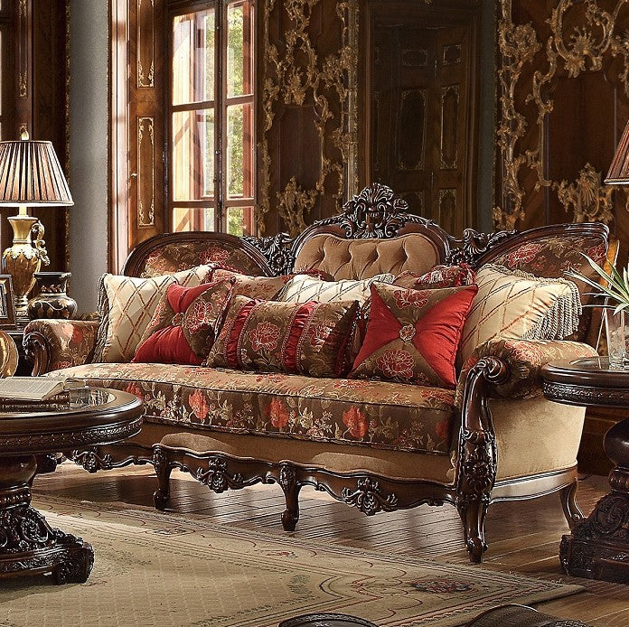 Metallic Gold Traditional Upholstered Sofa
