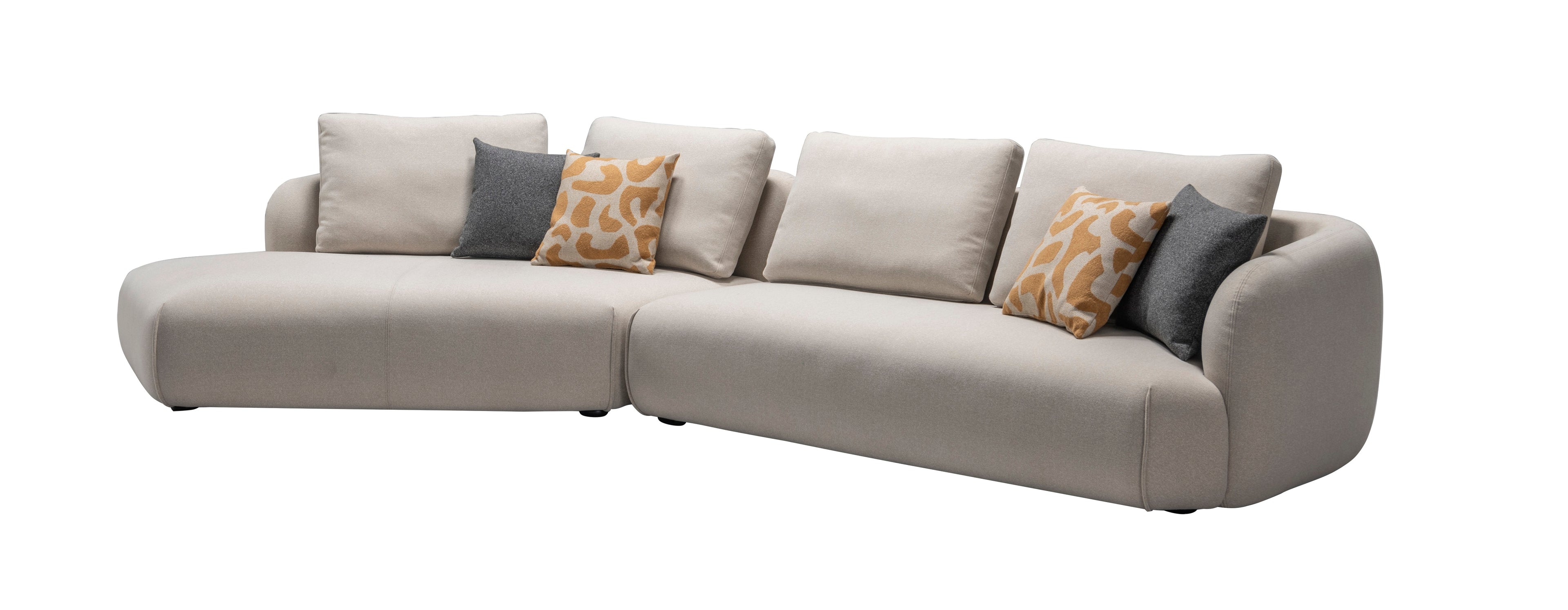 Grey Upholstered Sofa with Left-Hand-Facing Chaise