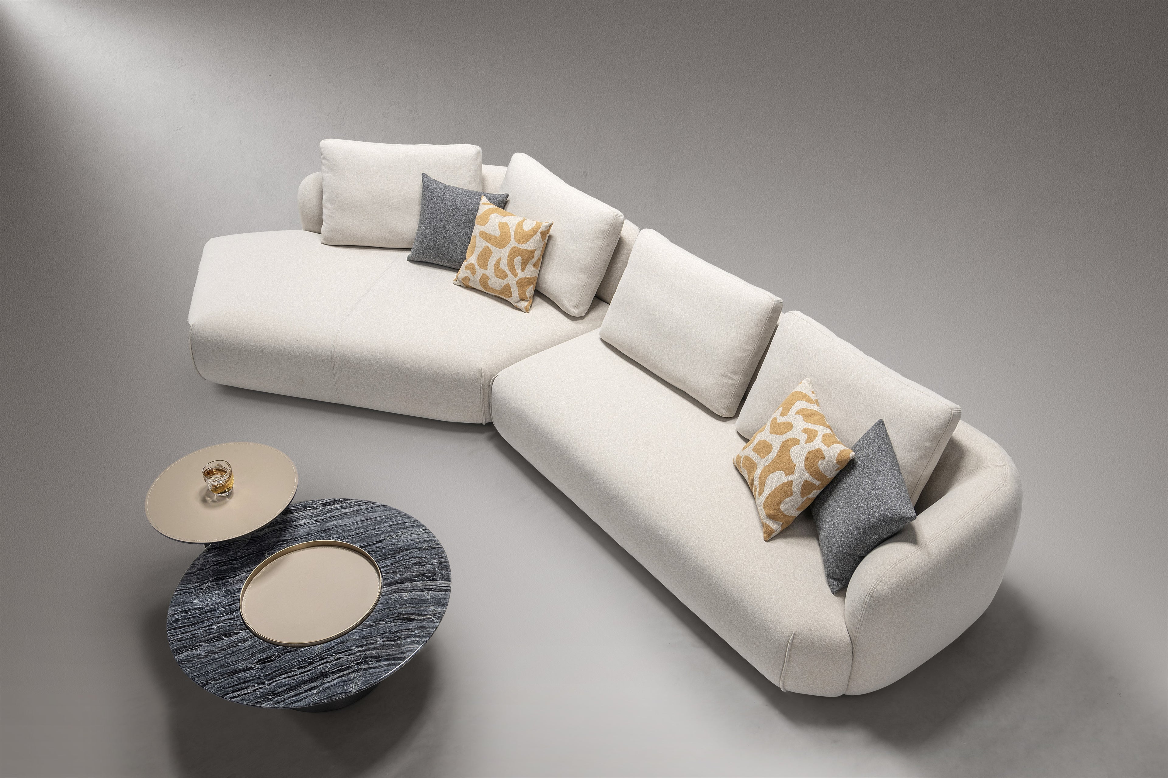 Grey Upholstered Sofa with Left-Hand-Facing Chaise