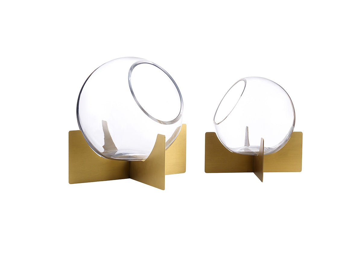 Small Brushed Gold Glass Ball Vase